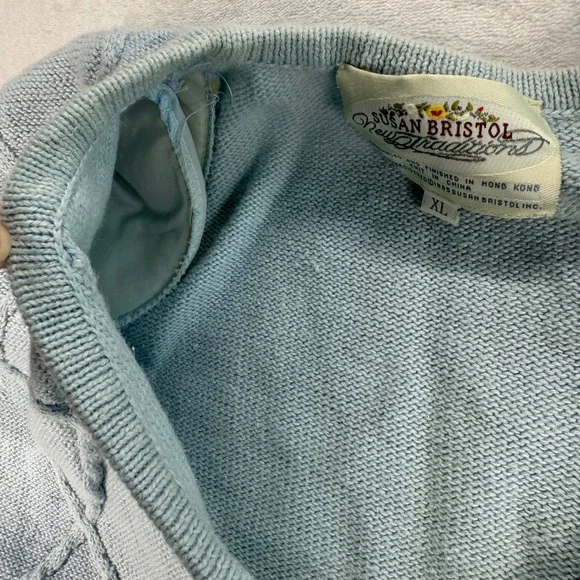 Susan Bristol Cardigan Sweater Short Sleeve Embroidered Knit Top XL‎ - Flawed - Picture 7 of 13